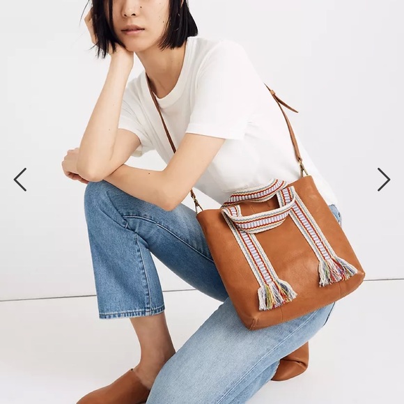 Madewell Handbags - MADEWELL - The Small Transport Crossbody Woven Handle Edition/Desert Camel Multi